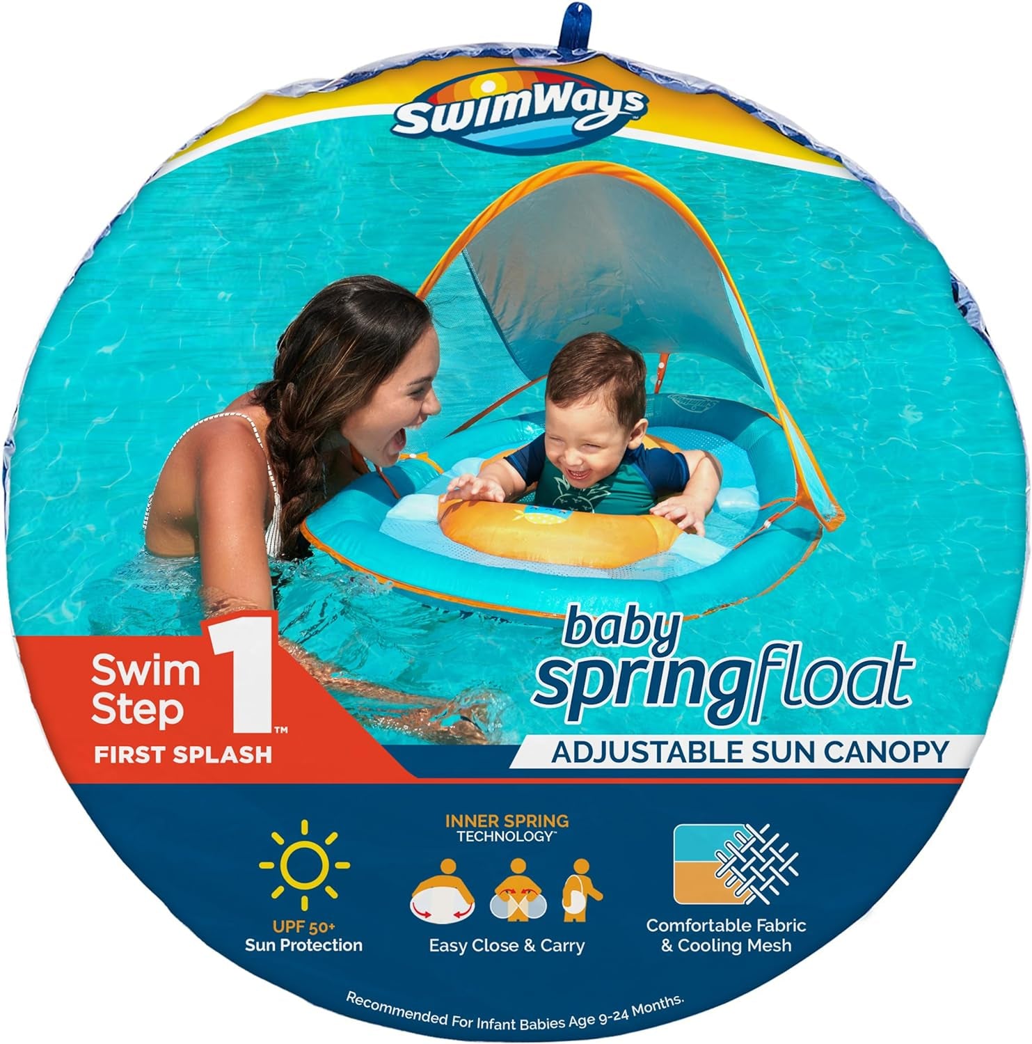 11649 Baby Spring Float Activity Center with Sun Canopy, Green Fish