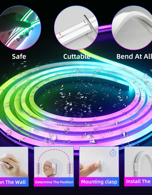 Load image into Gallery viewer, 16.4Ft LED Neon Rope Lights Music Sync,20Key Remote/App Control,Diy Design,Ip67 Waterproof LED Strip Lights for Bedroom Living Gaming Room Outdoor Decor
