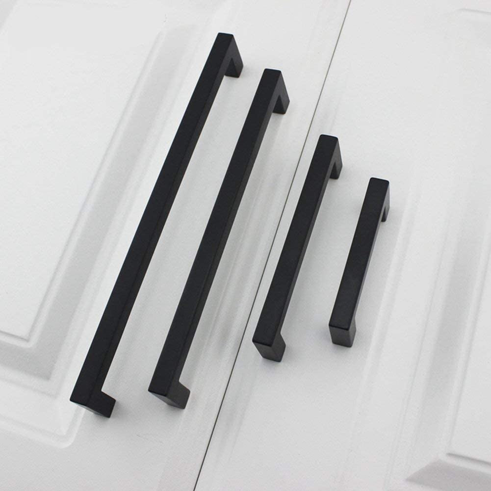 10 Pack Black Square Bar Cabinet Pull Drawer Handle Stainless Steel Modern Hardware for Kitchen and Bathroom Cabinets Cupboard,Center to Center 10In(256Mm) Black Drawer Pulls