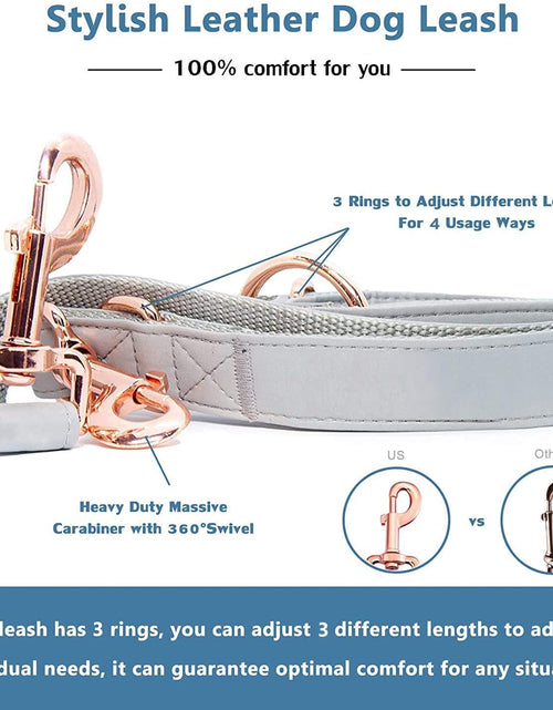 Load image into Gallery viewer, Soft Leather Dog Collar and Leash (6.6&#39;) Set - Stylish Rose Gold Heavy Duty Metal Buckle, 4 Adjustable Lengths Leash for Small Medium Large Dogs - Comfortable &amp; Easy to Clean
