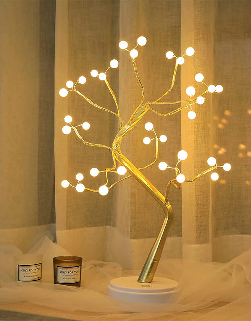 Load image into Gallery viewer, Sparkly Tree Lamp Table Top ,Fairy Lights Spirit Tree,Bonsai Tree Light, LED Tree Lamp,Twinkling Tree -Batteries/Usb Operated Fairy Light Tree Decoration for Room,Wedding,Bedroom,Gifts (36 LED Pearl)
