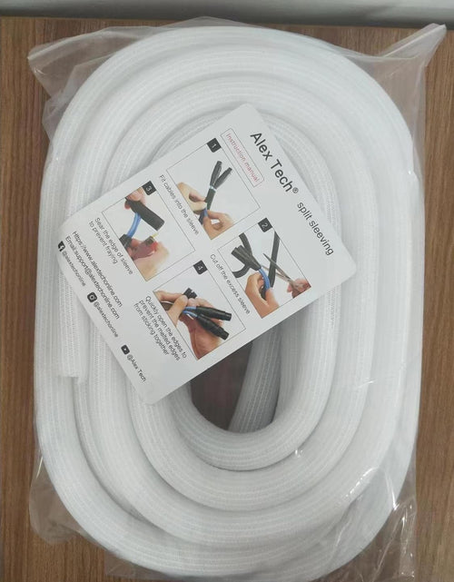 Load image into Gallery viewer, 25Ft - 1 Inch Cord Protector Wire Loom Tubing Cable Sleeve Split Sleeving for USB Cable Power Cord Audio Video Cable - Protect Cat from Chewing Cords - White
