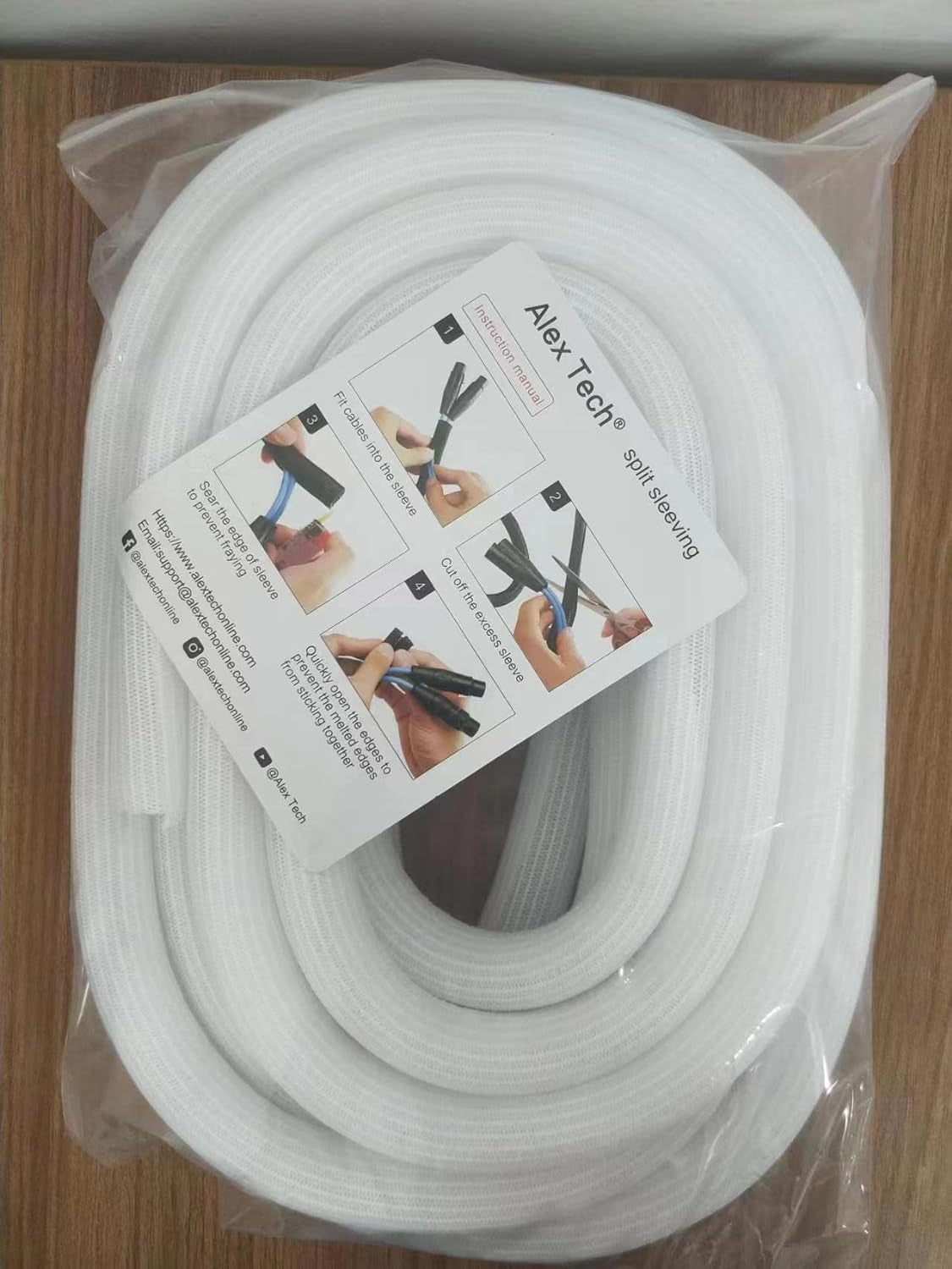 25Ft - 1 Inch Cord Protector Wire Loom Tubing Cable Sleeve Split Sleeving for USB Cable Power Cord Audio Video Cable - Protect Cat from Chewing Cords - White