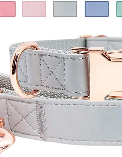 Load image into Gallery viewer, Soft Leather Dog Collar and Leash (6.6&#39;) Set - Stylish Rose Gold Heavy Duty Metal Buckle, 4 Adjustable Lengths Leash for Small Medium Large Dogs - Comfortable &amp; Easy to Clean
