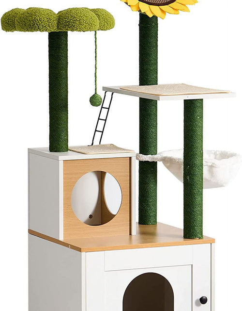 Load image into Gallery viewer, Multi-Functional Cat Cabinet with 4 Platforms, Reinforced Base, Heavy-Duty Sisal Scratching Posts, Detachable Carpet, and Interactive Ball - Cat Cabinet
