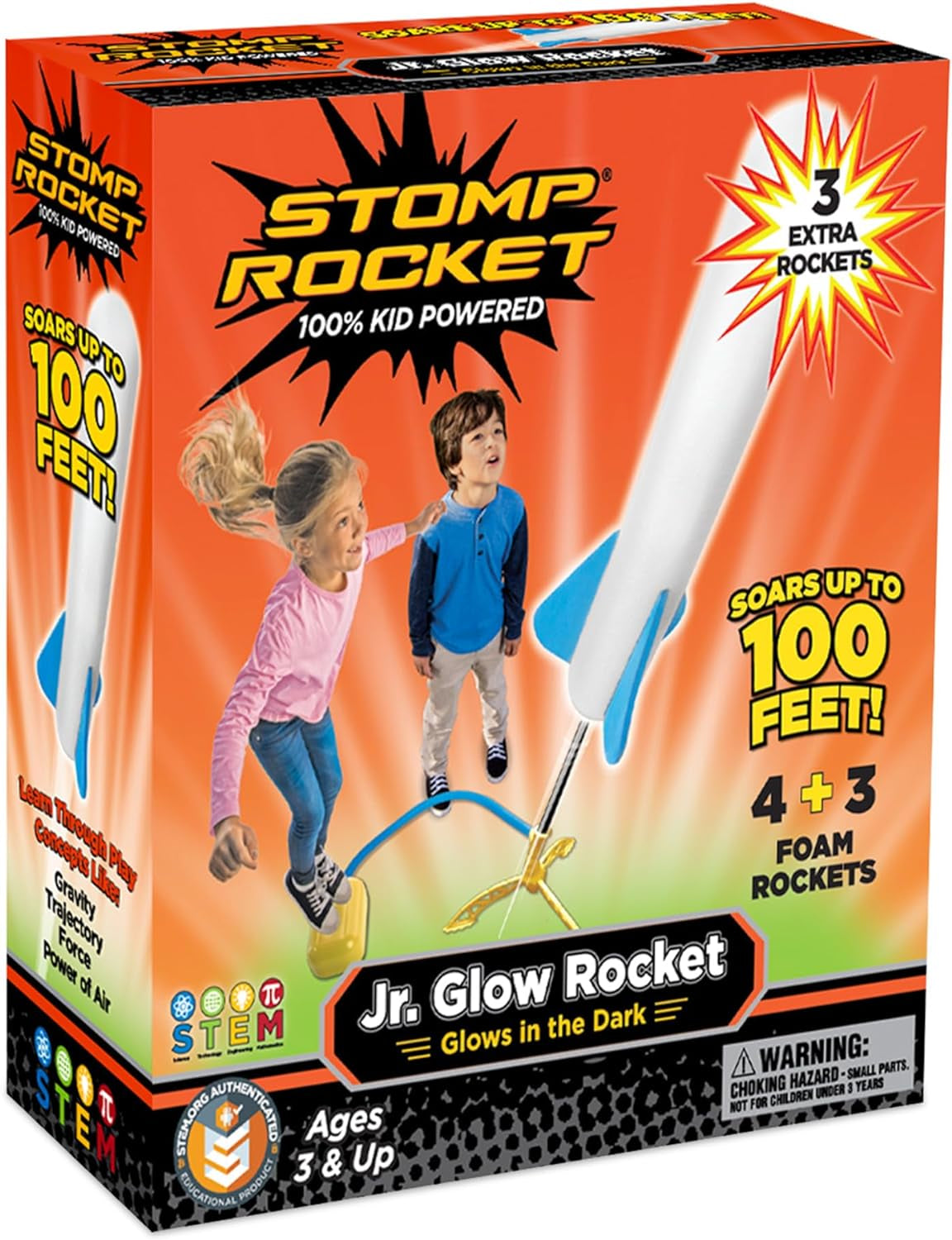 The Original  Jr. Glow Rocket and Rocket Refill Pack, 7 Rockets and Toy Rocket Launcher - Outdoor Rocket Toy Gift for Boys and Girls Ages 3 Years and Up