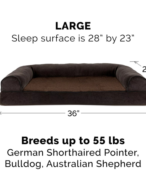 Load image into Gallery viewer, Pet Products Faux Fleece &amp; Chenille Memory Top Sofa Pet Bed for Dogs &amp; Cats - Coffee, Large
