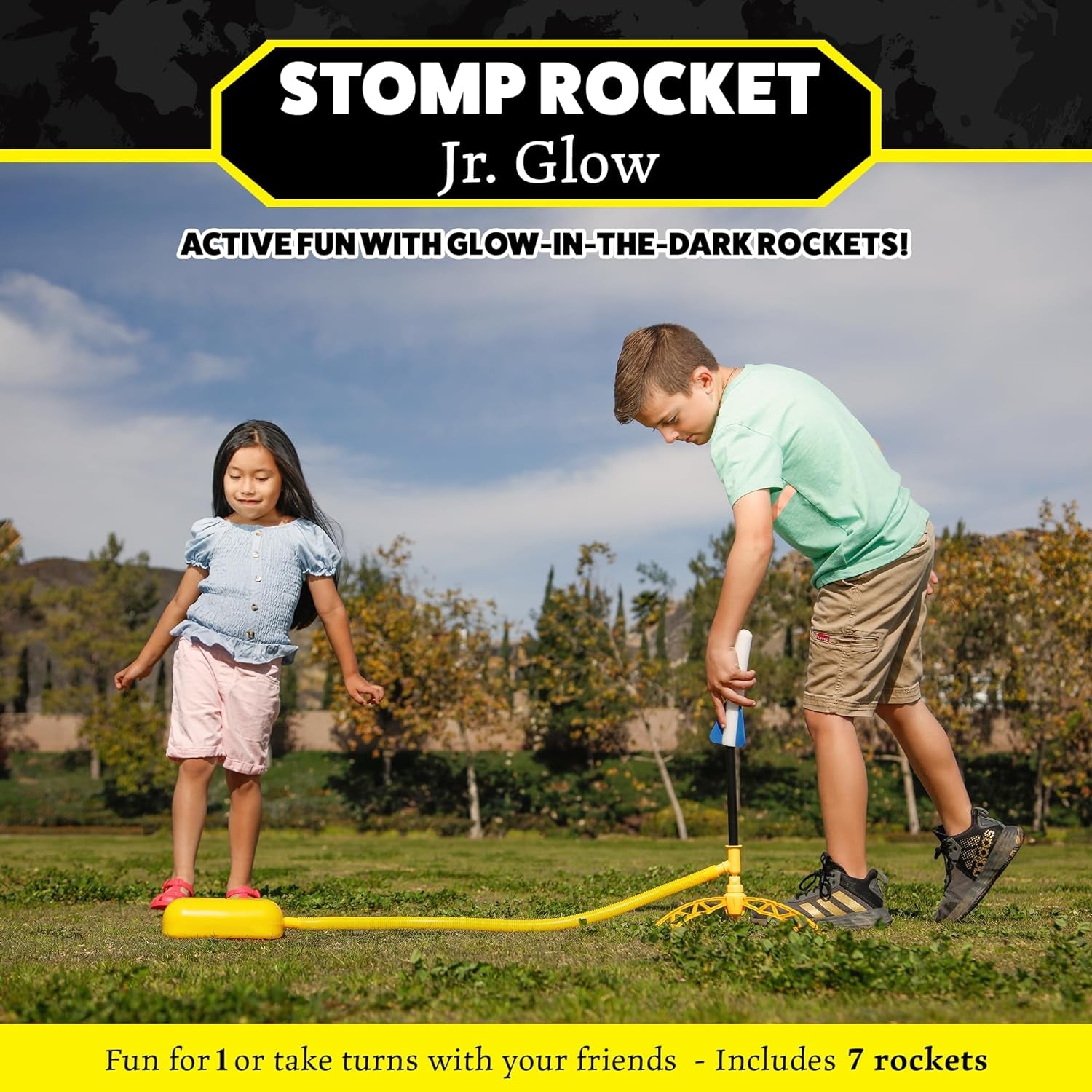 The Original  Jr. Glow Rocket and Rocket Refill Pack, 7 Rockets and Toy Rocket Launcher - Outdoor Rocket Toy Gift for Boys and Girls Ages 3 Years and Up