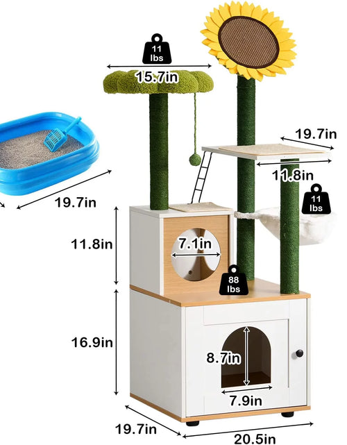 Load image into Gallery viewer, Multi-Functional Cat Cabinet with 4 Platforms, Reinforced Base, Heavy-Duty Sisal Scratching Posts, Detachable Carpet, and Interactive Ball - Cat Cabinet
