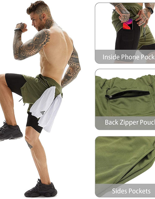 Load image into Gallery viewer, Mens Athletic Shorts 2-In-1 Gym Workout Running 7&#39;&#39; Shorts with Towel Loop
