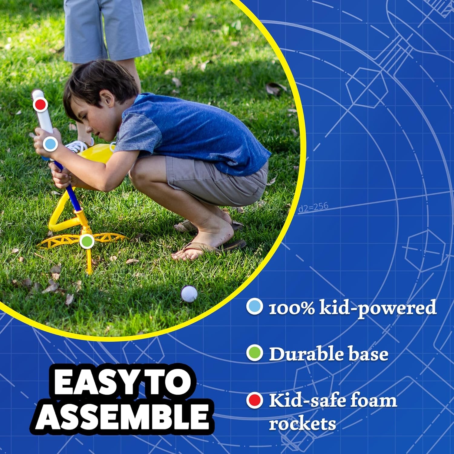 The Original  Jr. Glow Rocket and Rocket Refill Pack, 7 Rockets and Toy Rocket Launcher - Outdoor Rocket Toy Gift for Boys and Girls Ages 3 Years and Up