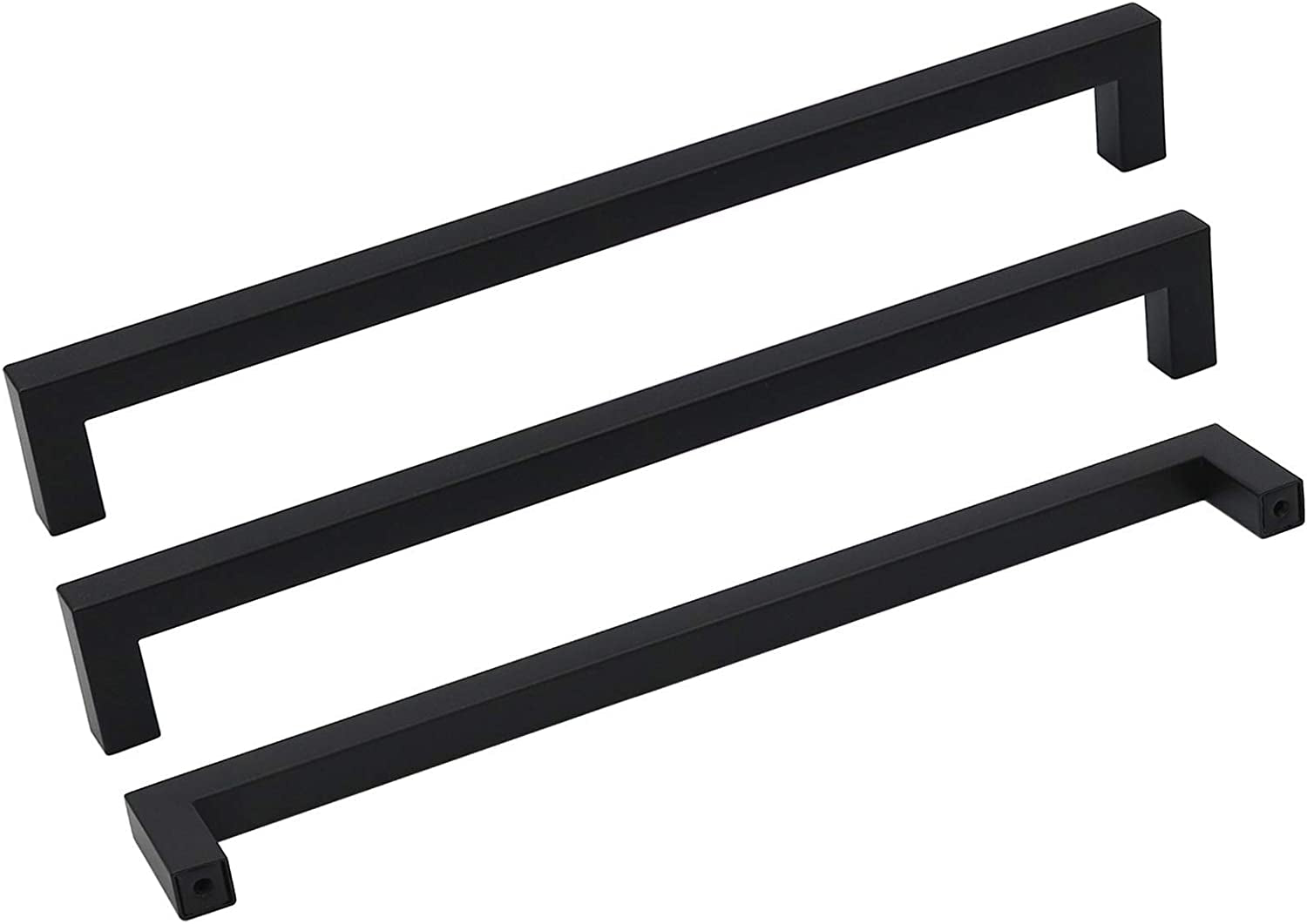 10 Pack Black Square Bar Cabinet Pull Drawer Handle Stainless Steel Modern Hardware for Kitchen and Bathroom Cabinets Cupboard,Center to Center 10In(256Mm) Black Drawer Pulls