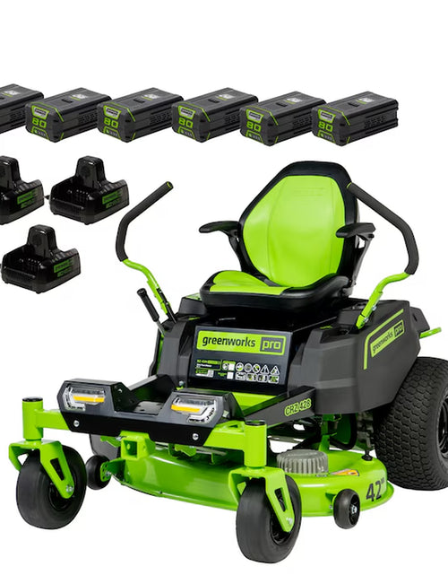 Load image into Gallery viewer, Crossover Zero Turn 42-In 80-Volt Lithium Ion Electric Zero-Turn Riding Lawn Mower with (6) 5 Ah Batteries (Charger Included)
