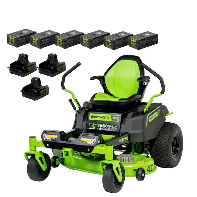 Crossover Zero Turn 42-In 80-Volt Lithium Ion Electric Zero-Turn Riding Lawn Mower with (6) 5 Ah Batteries (Charger Included)