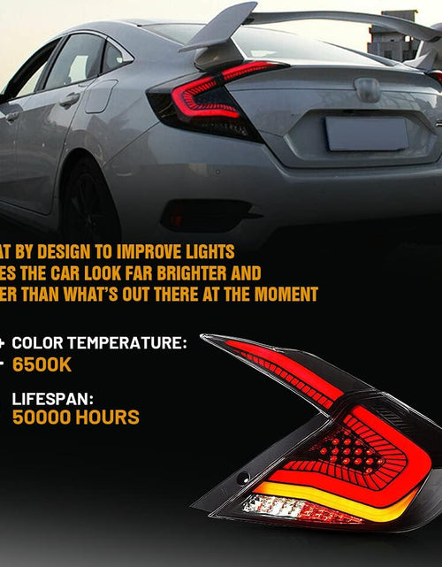 Load image into Gallery viewer, New Taillights for Honda Civic Sedan Tail Light 2016-2021 LX Touring EX EX-L Sport 10Th Gen Accessories Smoke Led Sequential Turn Signal Animation Rear Lights DRL Custom FC1 Back Lamp Replacement (S4)
