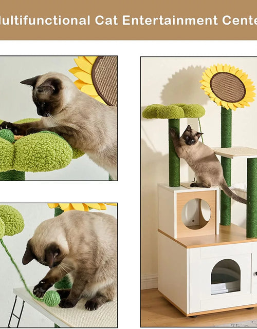 Load image into Gallery viewer, Multi-Functional Cat Cabinet with 4 Platforms, Reinforced Base, Heavy-Duty Sisal Scratching Posts, Detachable Carpet, and Interactive Ball - Cat Cabinet
