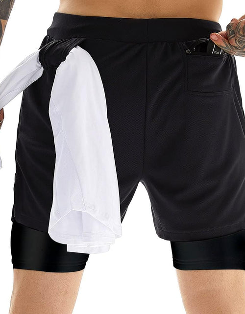 Load image into Gallery viewer, Mens Athletic Shorts 2-In-1 Gym Workout Running 7&#39;&#39; Shorts with Towel Loop
