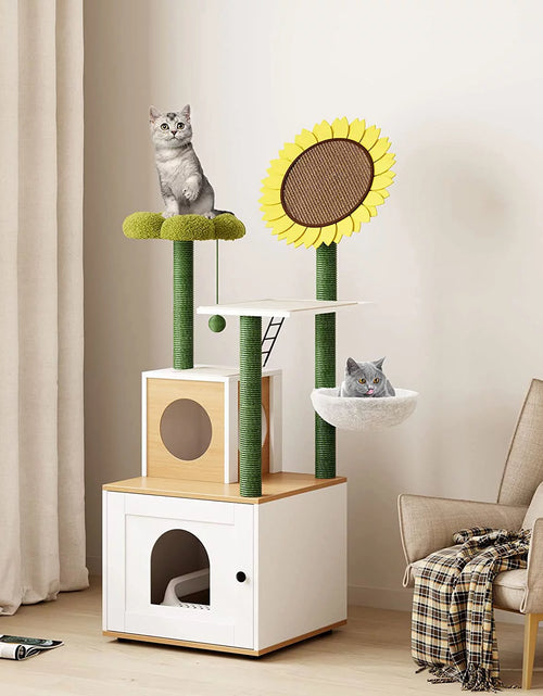 Load image into Gallery viewer, Multi-Functional Cat Cabinet with 4 Platforms, Reinforced Base, Heavy-Duty Sisal Scratching Posts, Detachable Carpet, and Interactive Ball - Cat Cabinet
