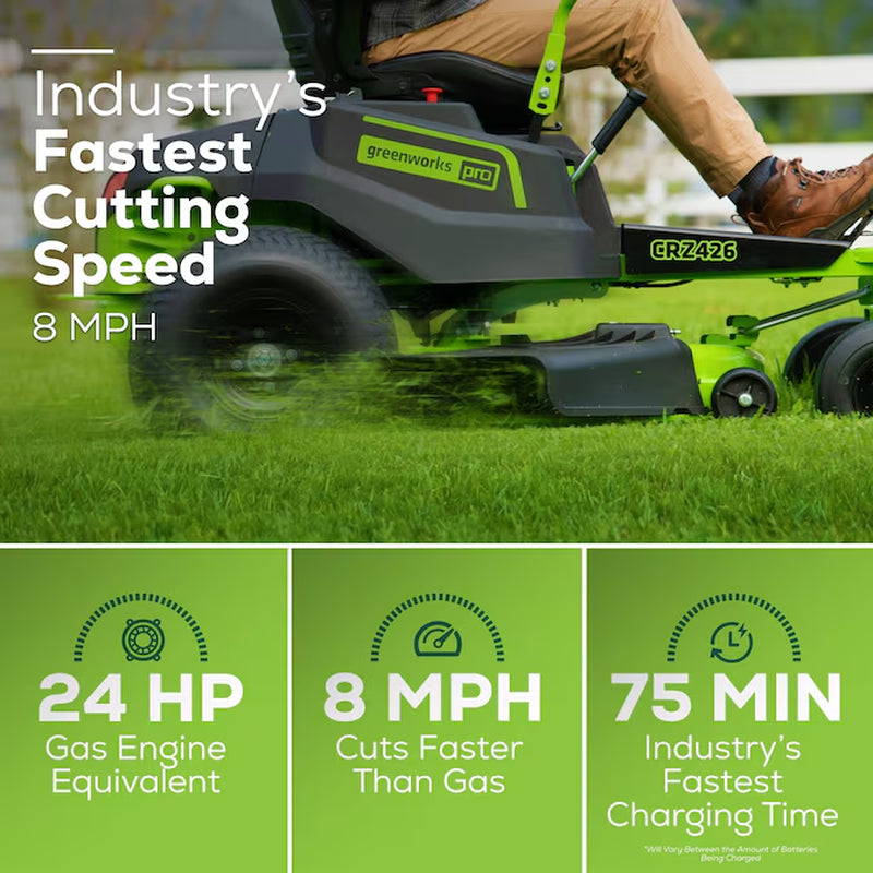 Crossover Zero Turn 42-In 80-Volt Lithium Ion Electric Zero-Turn Riding Lawn Mower with (6) 5 Ah Batteries (Charger Included)