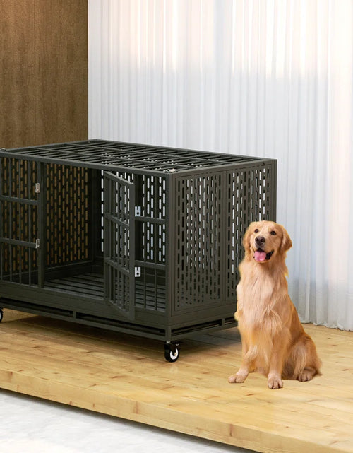 Load image into Gallery viewer, RERORD 48 Inch Heavy Duty Dog Crate with Wheels, Folding Metal Big Dog Cage Extra Large Dog Crate
